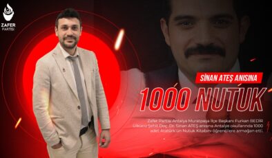 Muratpaşa İlçe Başkanı Furkan Bedir ‘’Antalya okullarında Sinan Ateş anısına 1000 adet Nutuk Kitabı Dağıttı